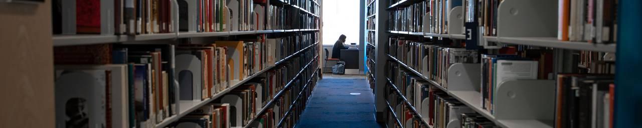 Student studying in the library.